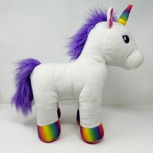 Build a Bear Color Craze White Unicorn Purple Mane Tail Ranbow Horn Hooves BAB